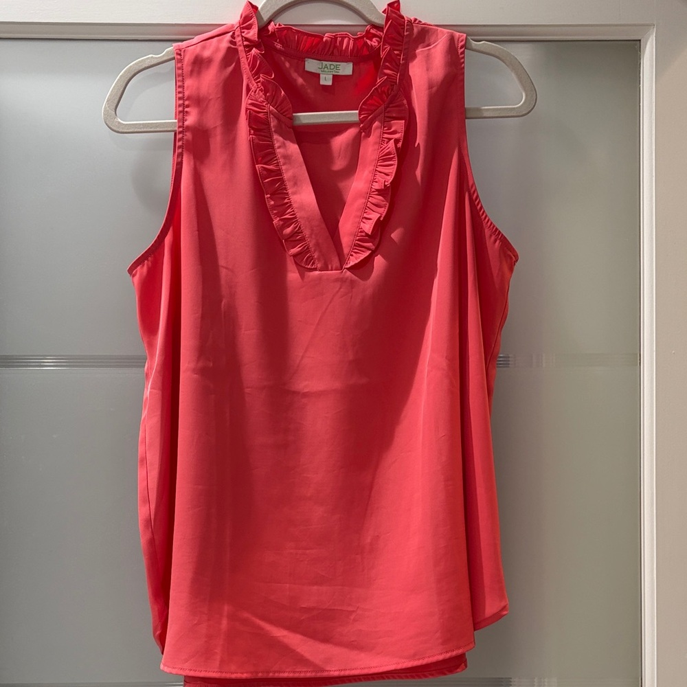 Jade Vibrant Pink Ruffle Sleeveless Blouse